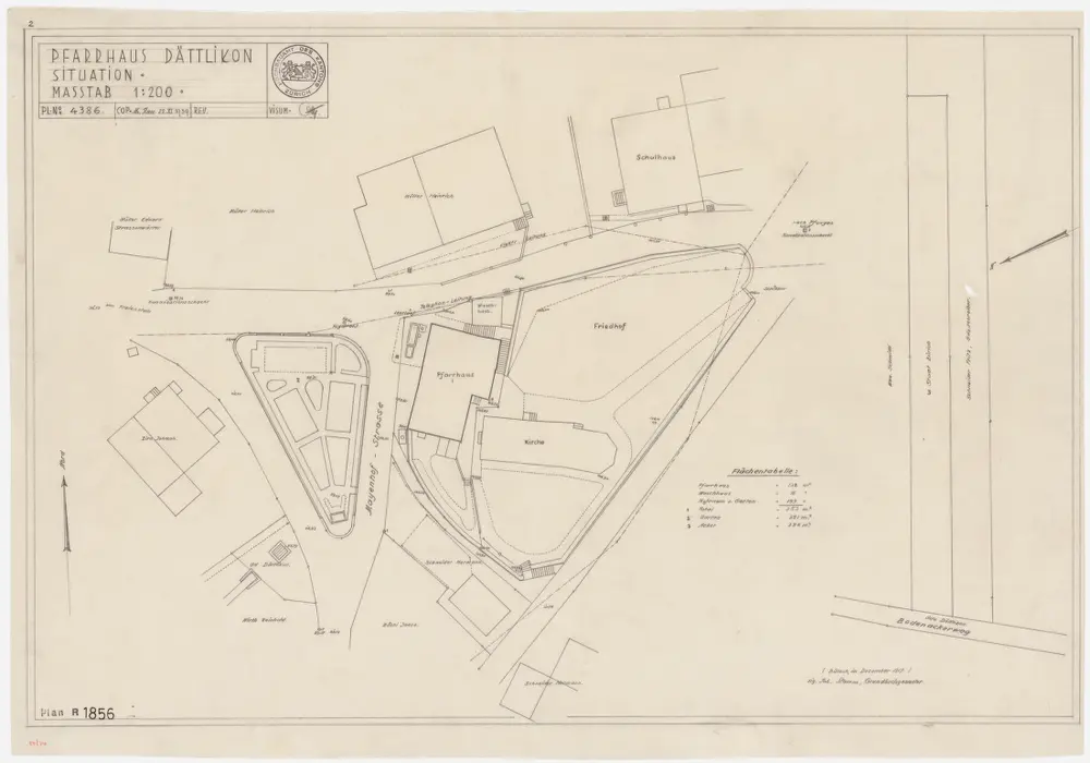 Dättlikon: Kirche, Pfarrhaus und Umgebung; Grundriss