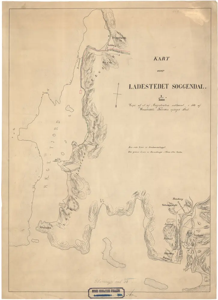 Stavanger amt nr 38: Kart over Ladestedet Soggendal